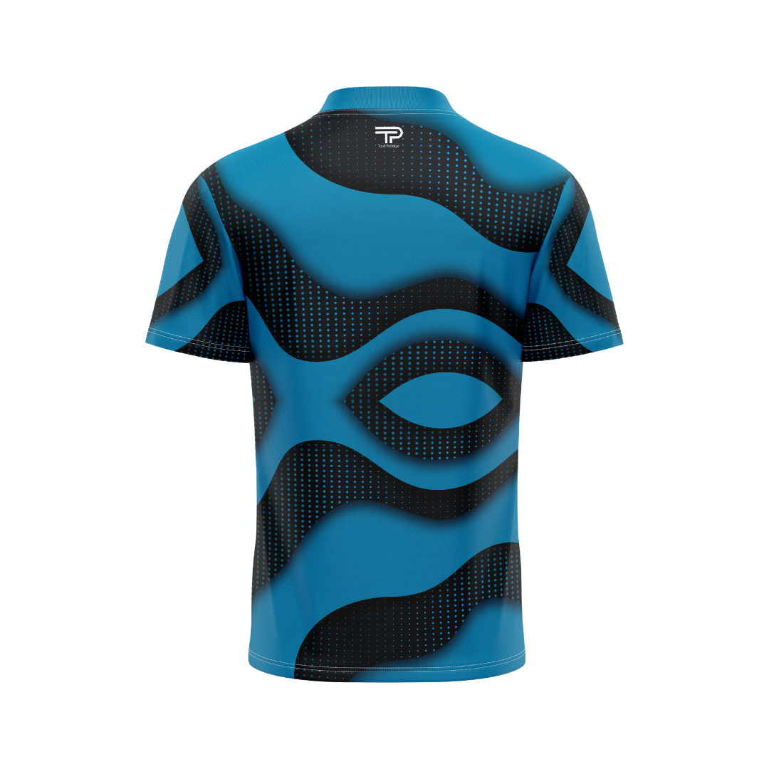 Blue and black sports jersey on a white background