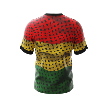 Close-up of Black History Month Jersey, highlighting breathable fabric.