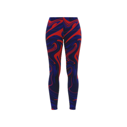Blue Red Marble Leggings with high-waisted fit, perfect for activewear