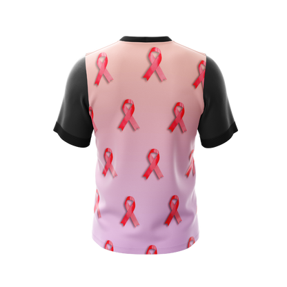 Close-up of Breast Cancer Awareness Month Jersey highlighting the fabric and design.
