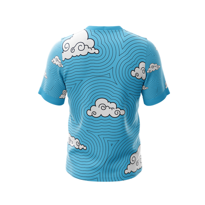 Close-up of Clouds Premium Jersey, showcasing breathable fabric.