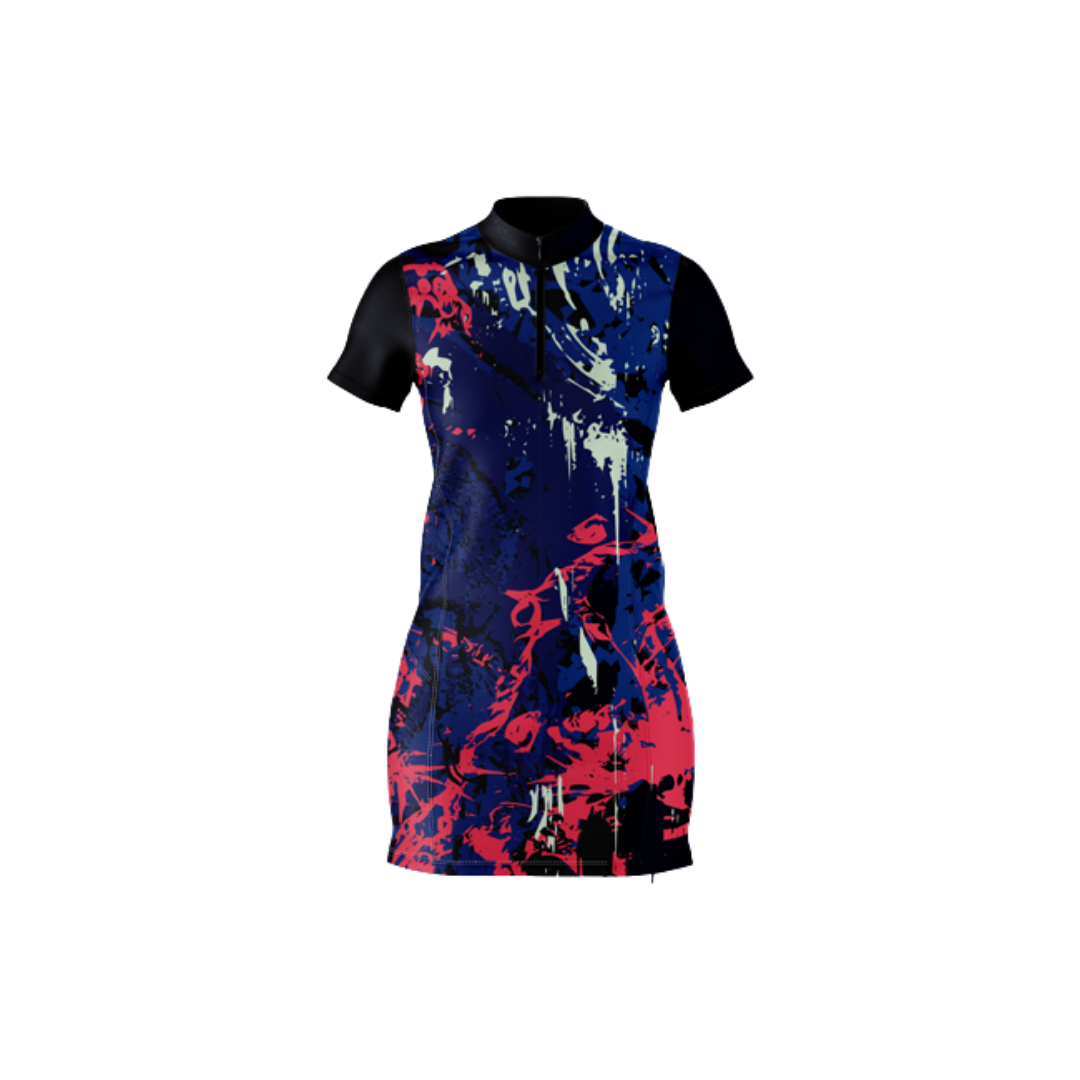 Colorful dress with abstract pattern on a white background