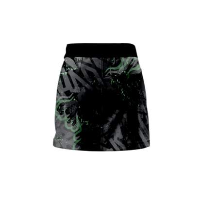 Back view of the Dark Grim Pleated Skort by Total Package, showcasing its premium design and dark aesthetic.