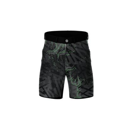 Front view of men's Dark Grim black gothic premium shorts