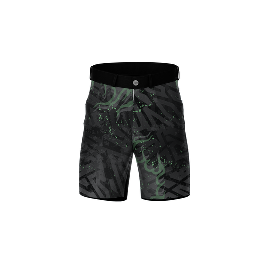 Front view of men's Dark Grim black gothic premium shorts
