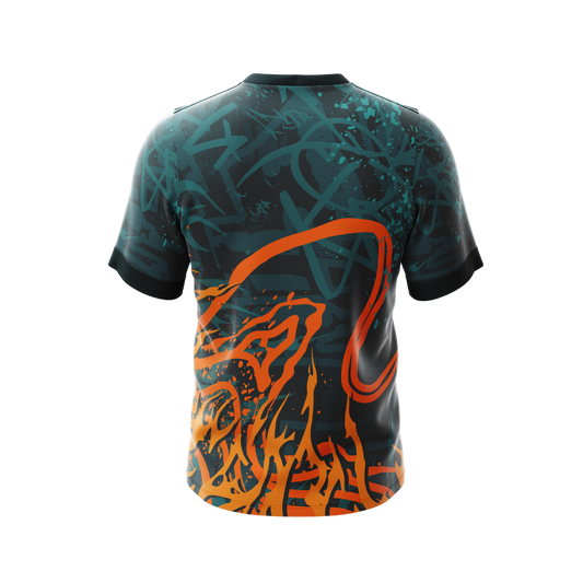 Close-up of the Elastic Flames Premium Jersey with breathable fabric.