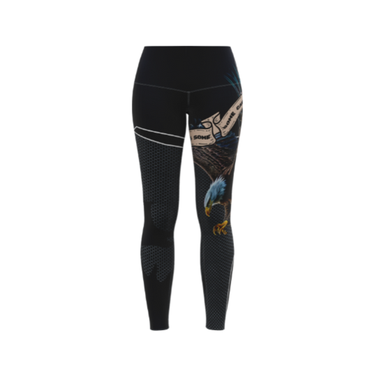 Front view of Military Indigo Eagle Bowling Leggings with compression fit and stretch fabric for performance.