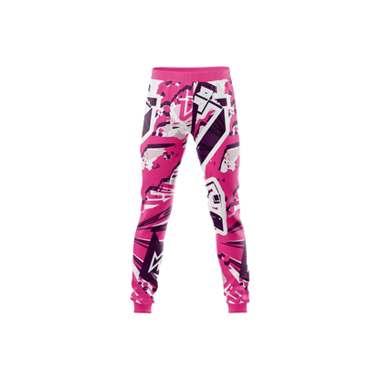 Graffiti Pink Premium Pants showcasing vibrant pink hue and unique graffiti design.