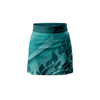 Front view of Green Flames Women's Premium Athletic Skort showcasing vibrant design.