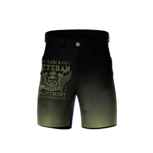 I Am a Veteran Bowling Shorts with breathable, lightweight fabric and a patriotic design
