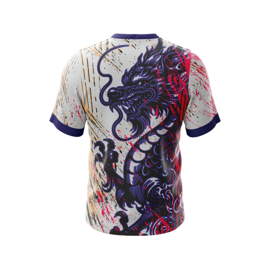 Close-up of Majestic Dragon Premium Jersey's intricate dragon motif