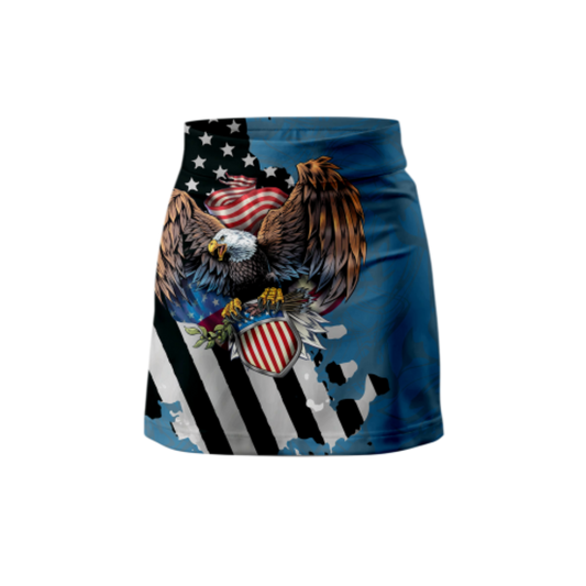 Military Blue Eagle Bowling Skort featuring moisture-wicking fabric and built-in shorts
