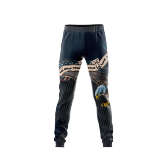Military Indigo Eagle Bowling Pants with a bold eagle design and performance fit.
