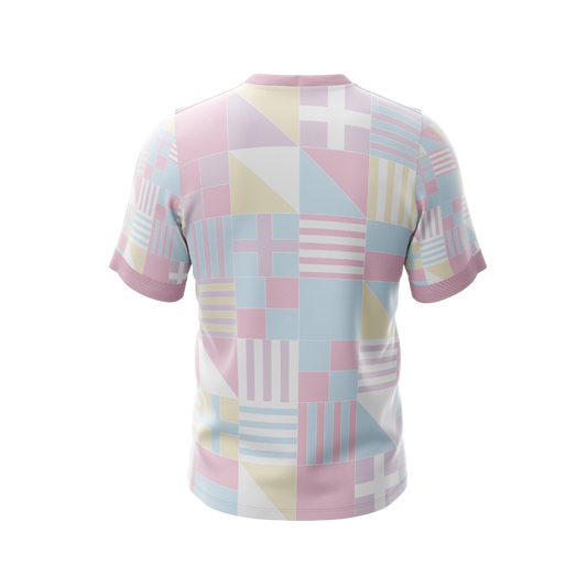 Close-up of the unique pastel design on the Pastel Lines Premium Jersey.