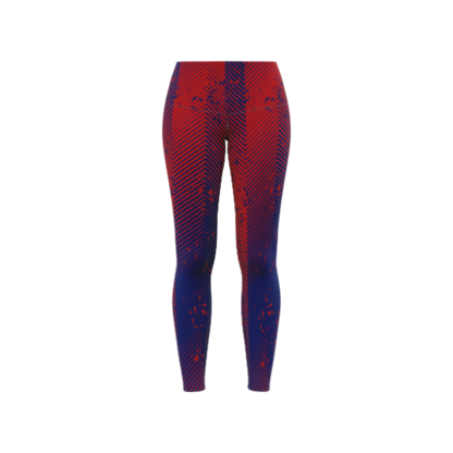 Front view of Women's Patriotic Tint Leggings in red, white, and blue design