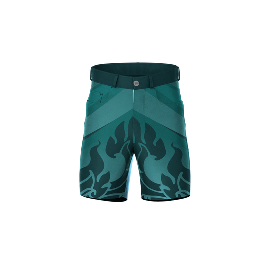 Green Flames Premium Shorts featuring a bold green flame design.