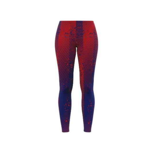 Front view of Women's Patriotic Tint Leggings in red, white, and blue design