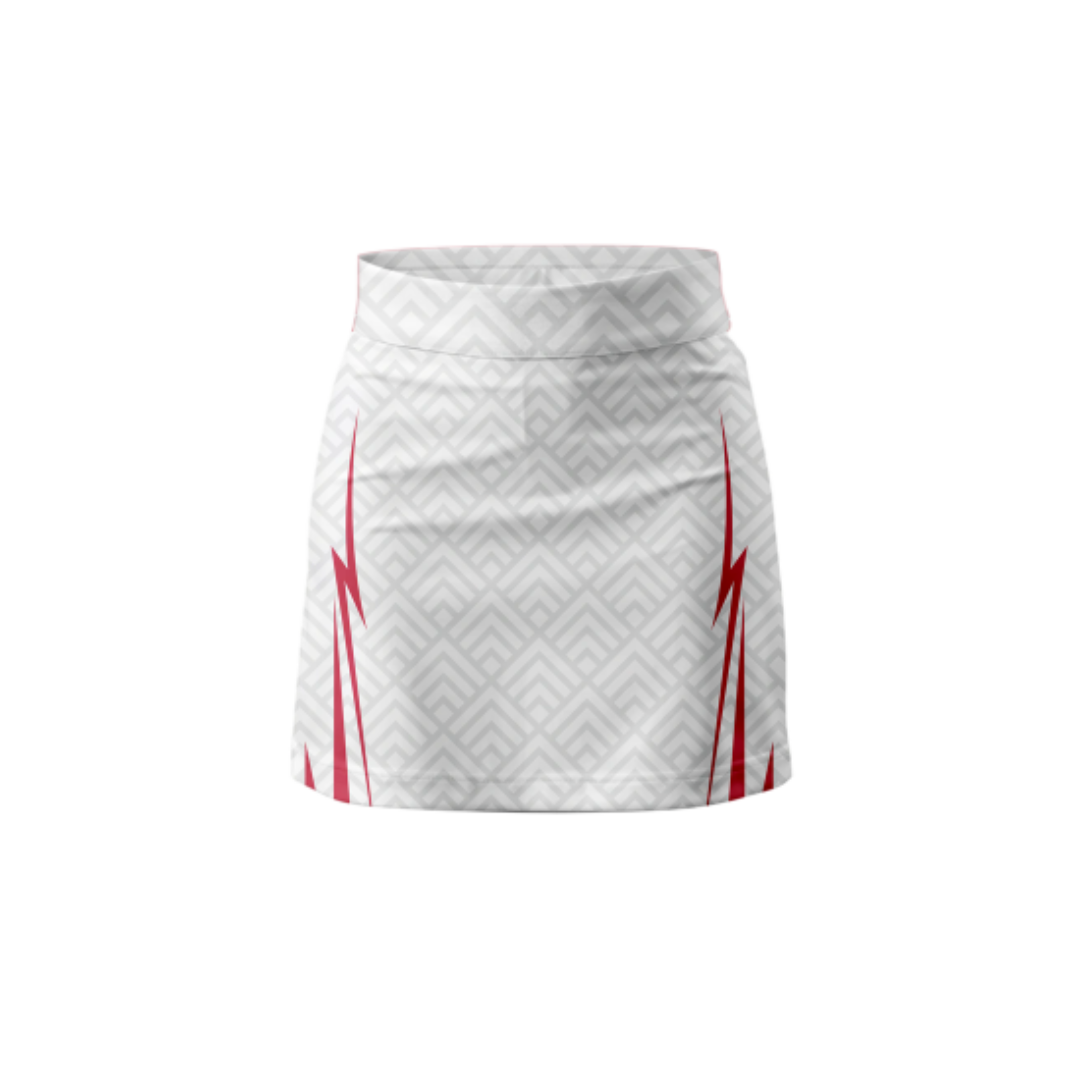 Front View – Spartan White Skort featuring a sleek, minimalistic design.