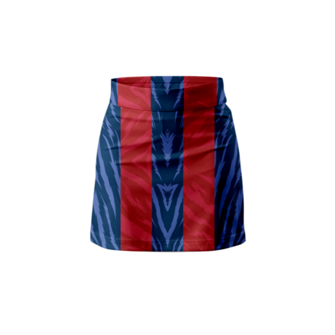 Front View – Wild Stripes Skort with a vibrant striped pattern