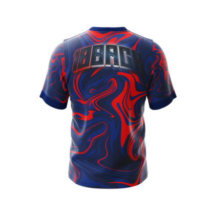 BLUE RED MARBLE B athletic jersey with marble design