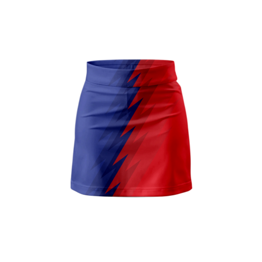 Front View – Blue Red Diversion Skort with a unique, modern pattern.