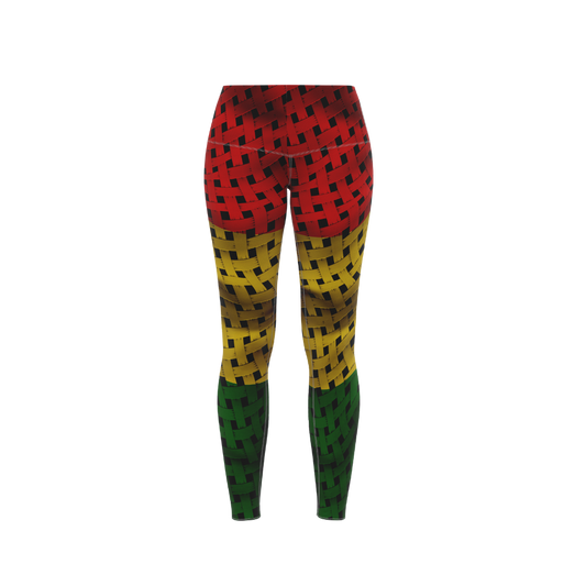 Front view of Black History Month Premium Leggings featuring vibrant cultural designs.