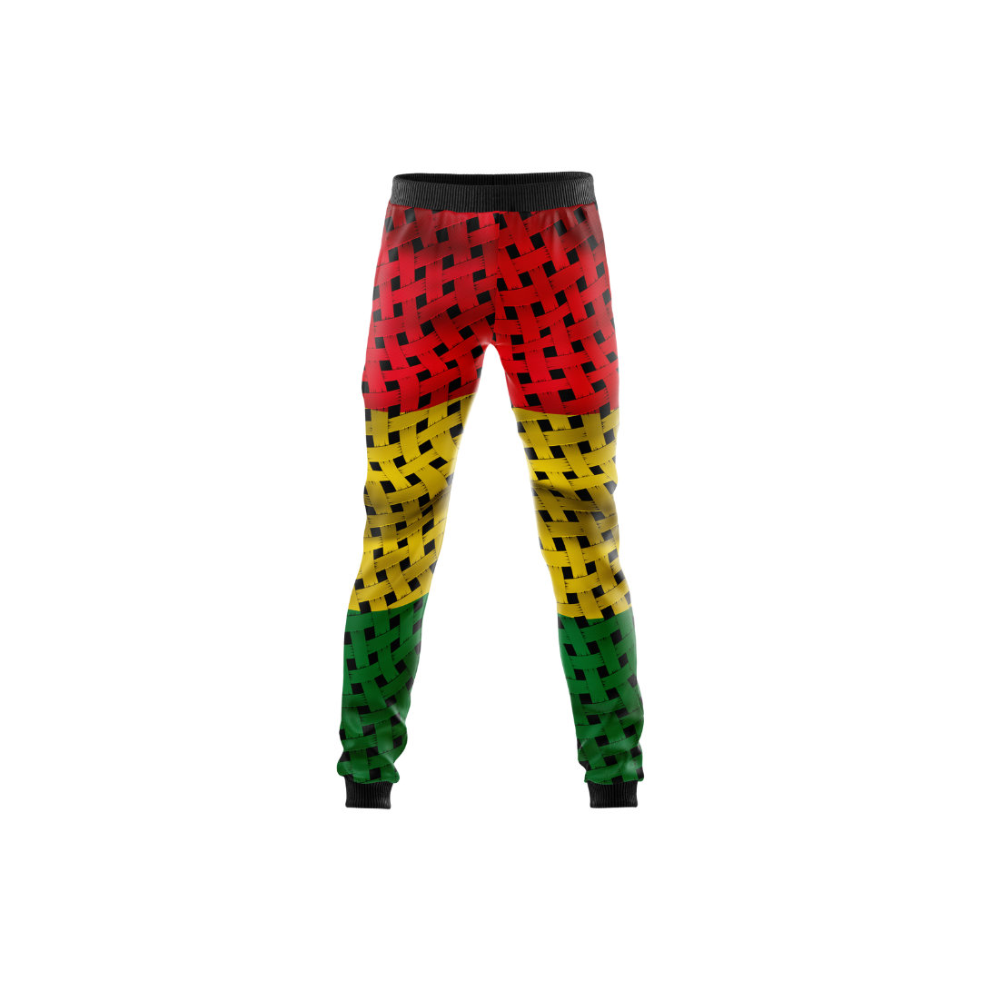 Black History Month Premium Pants featuring wide-leg design and elastic waistband.