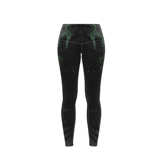 Dark Grim Premium Black Leggings front view