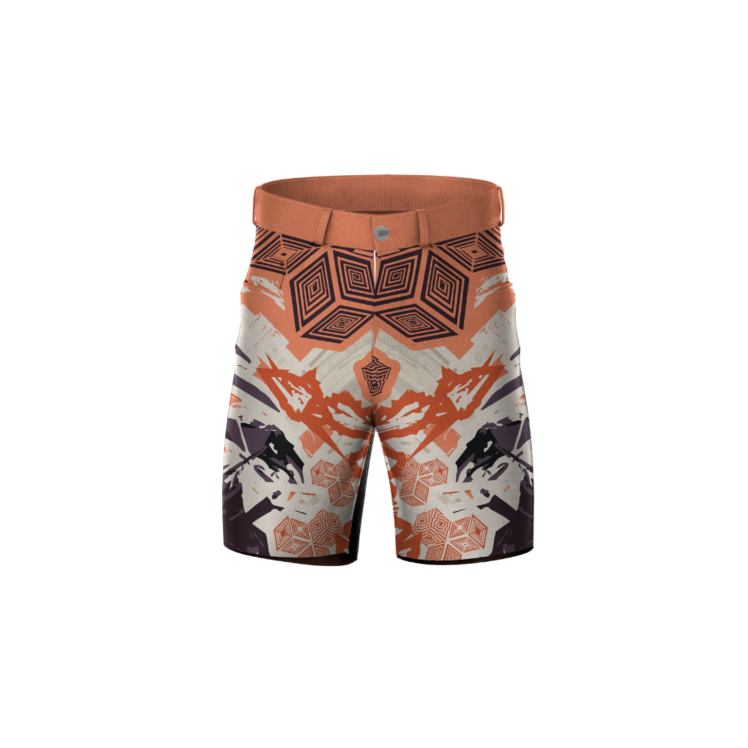 Front view of Men's Premium Cubic Orange Athletic Shorts