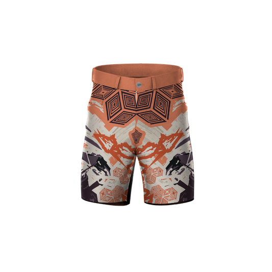 Front view of Men's Premium Cubic Orange Athletic Shorts