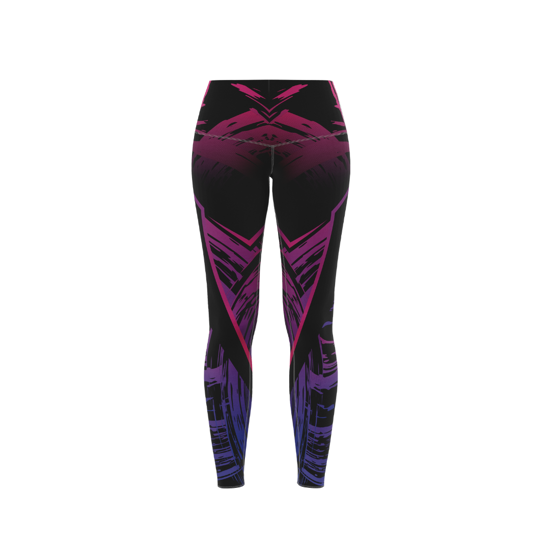 Front view of Dark Slash High-Waisted Premium Leggings in black with slash accents