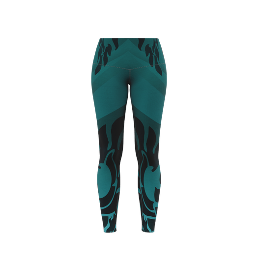 Green Flames Premium Leggings front view