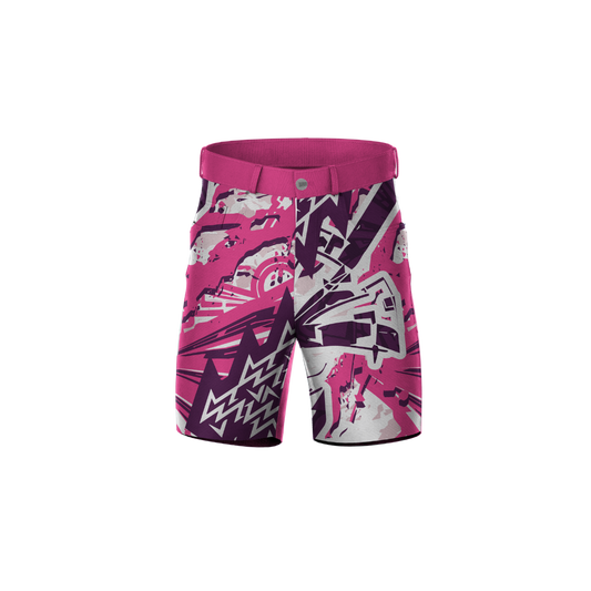 Graffiti Pink Premium Shorts featuring vibrant pink graffiti design.