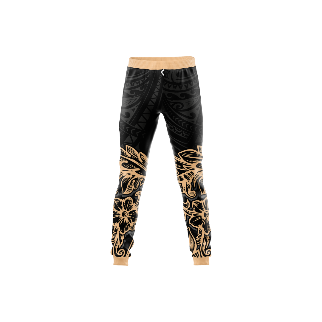 Gold Polynesian Premium Pants showcasing traditional Polynesian design