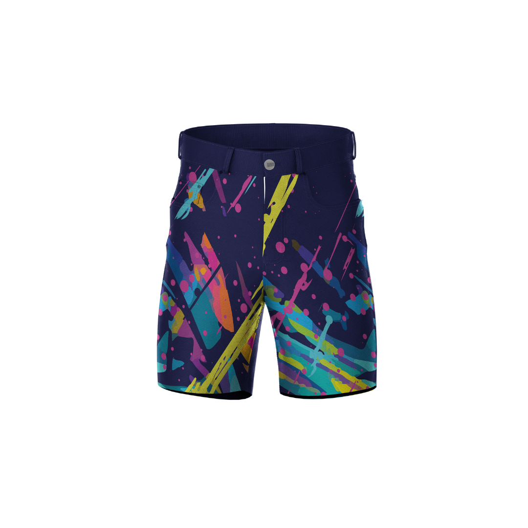 Gumpaint Premium Shorts featuring a vibrant, artistic paint design.