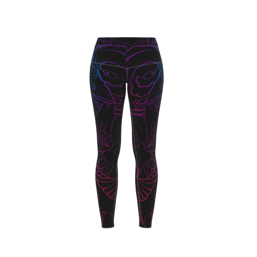 Neon Koi Premium Leggings showcasing vibrant neon koi design.