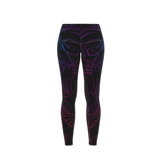 Neon Koi Premium Leggings showcasing vibrant neon koi design.