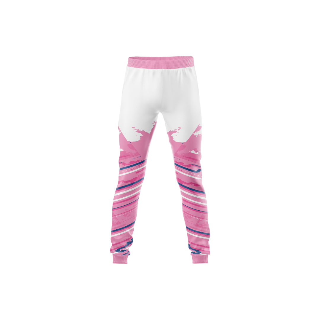 Pink Paint Strokes Pants with artistic design, front view