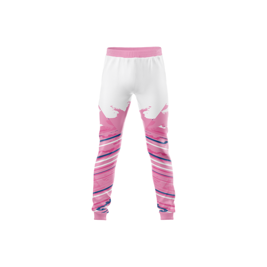 Pink Paint Strokes Pants with artistic design, front view