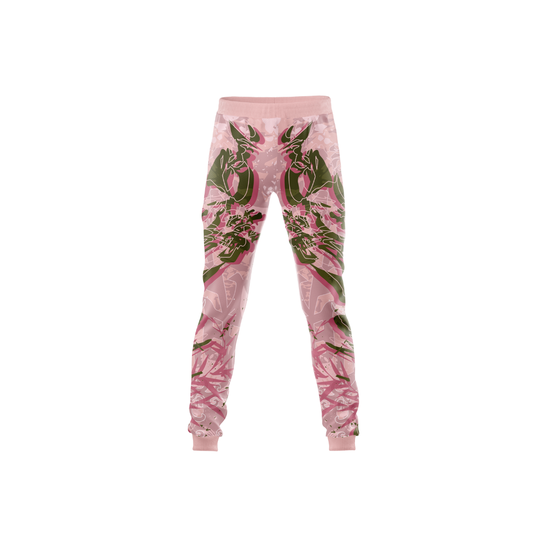 Front view of Sakura Pink V1 Premium Pants showcasing soft pink fabric and tailored fit