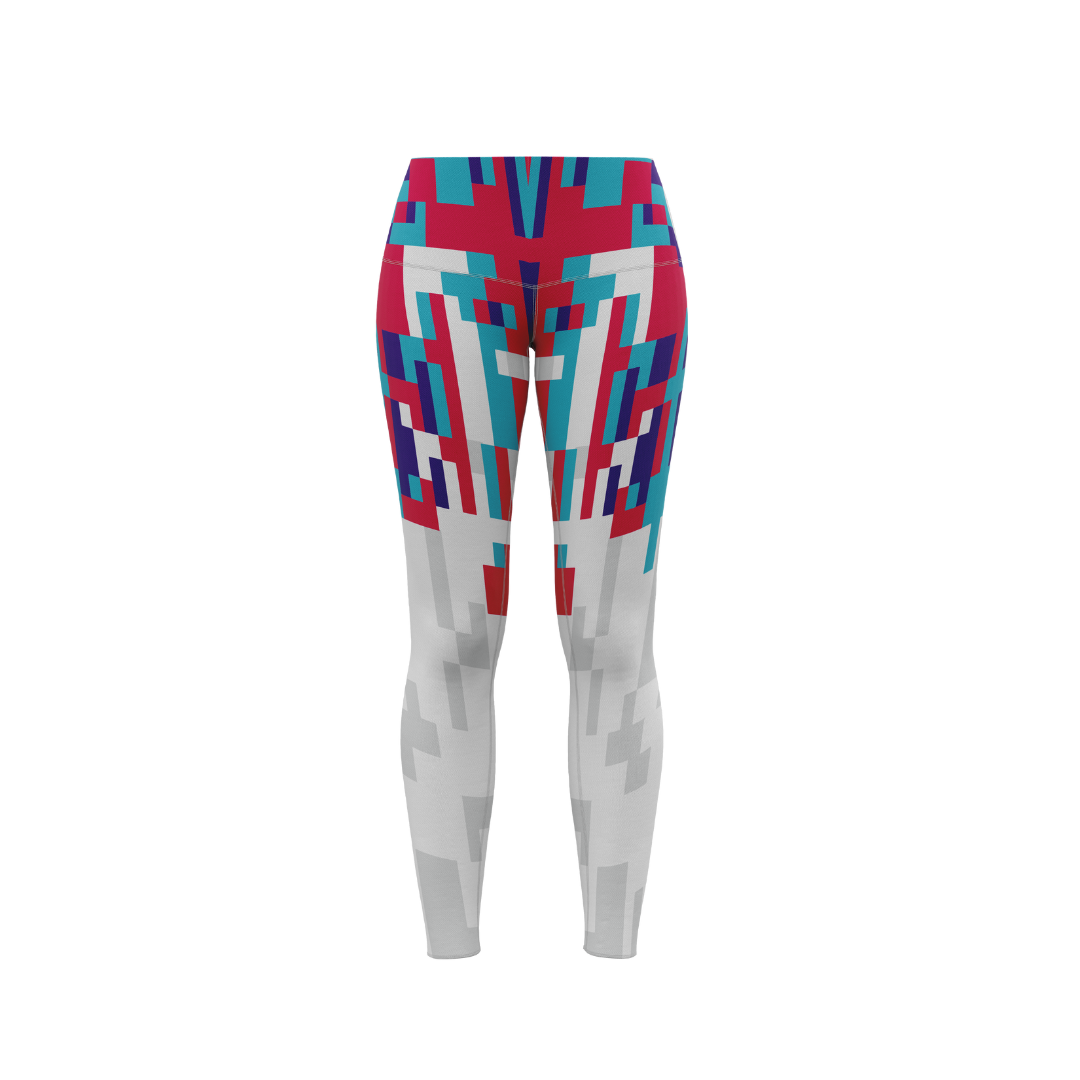 Front view of Techno Bits Premium Women's Leggings with techno-inspired pattern