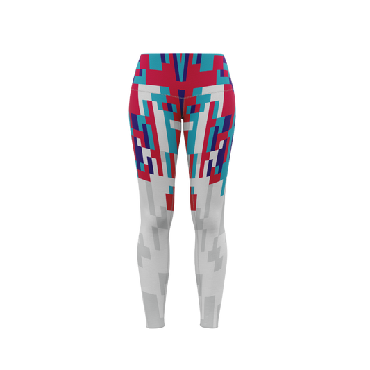 Front view of Techno Bits Premium Women's Leggings with techno-inspired pattern