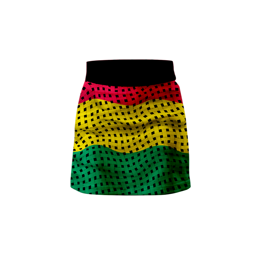 Front view of Black History Month Premium Skort featuring vibrant African-inspired patterns.