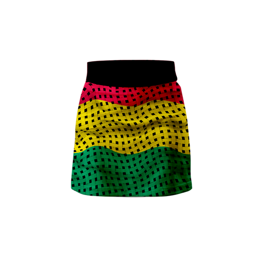 Front view of Black History Month Premium Skort featuring vibrant African-inspired patterns.