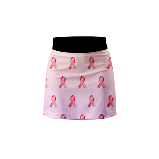 Front view of the Breast Cancer Awareness Premium Skort featuring a pink ribbon design.