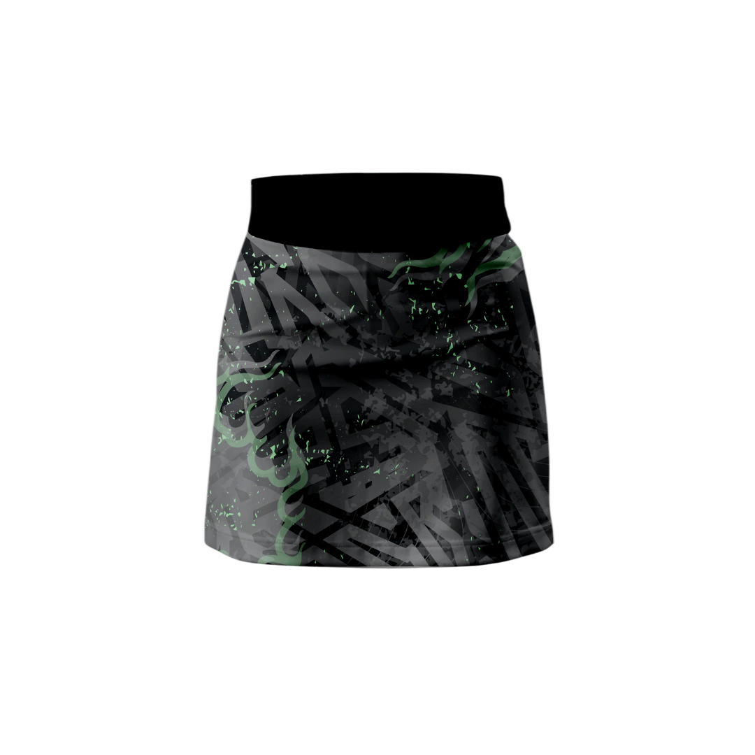 Front view of the Dark Grim Pleated Skort by Total Package, showcasing its premium design and dark aesthetic.