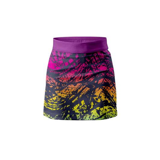 Front View – Street Paint Skort featuring a bold, graffiti-inspired design.