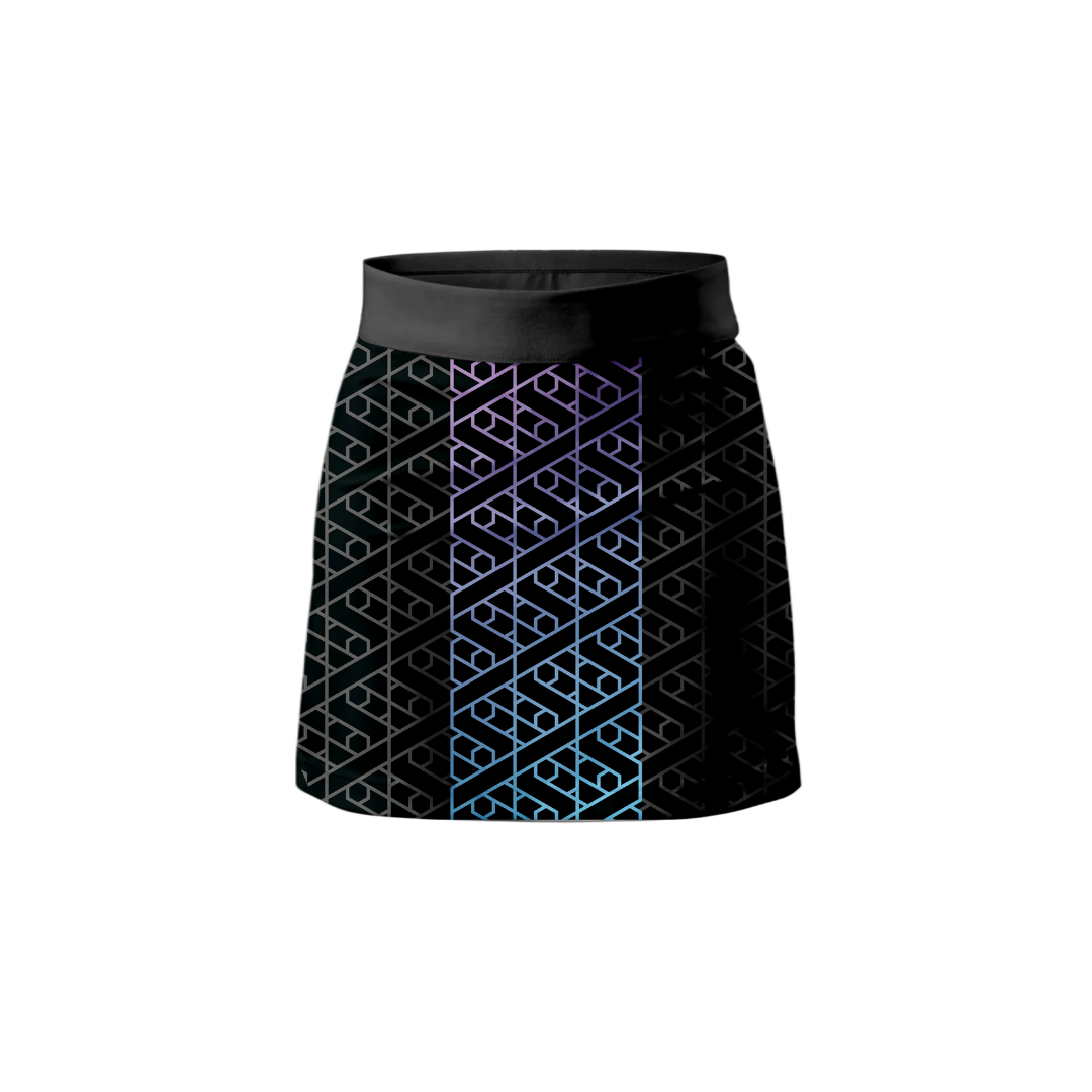 Front View – Tribal Vibe Skort featuring a bold tribal print design.