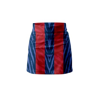 Front View – Wild Stripes Skort with a vibrant striped pattern
