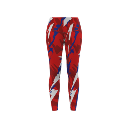 Front view of Zipper Zag Women's Bowling Leggings with zigzag pattern and zipper accents